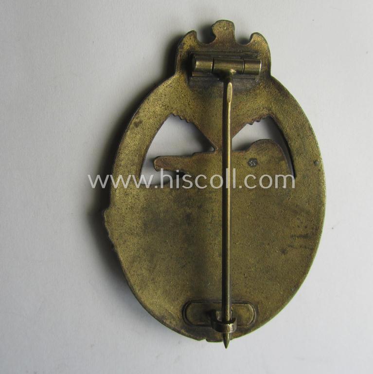 'Panzerkampfabz. in Bronze' (or: bronze-class panzer assault-badge or PAB) being a zinc- (ie. 'Feinzink'-) version (having a so-called: 'horizontal'-catch-set-up) as was procuced by the: 'Steinhauer u. Lück' (ie. 'S.& L.') company