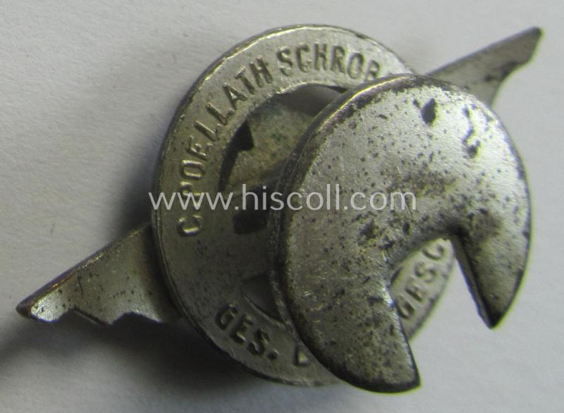 Luxuriously-styled, so-called: DLV (ie. 'Deutscher Luftsport Verband') miniature membership lapel-pin (ie. 'Mitgliedsabzeichen für den Zivilanzug') being a neatly maker- (ie. 'C. Poellath'-) marked example