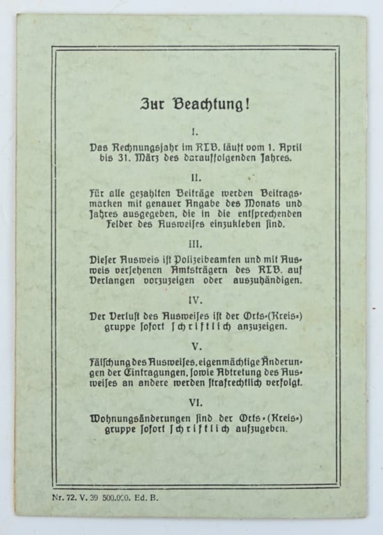German RLB Member Card