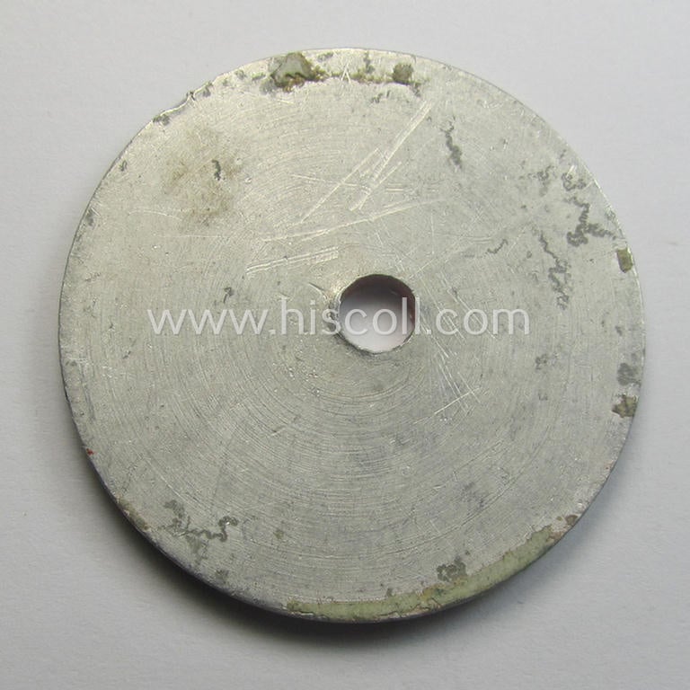 Neat - and fairly unusually seen! - WWII- (ie. TR-) period, so-called: license-plate-plaque, being a bright-red-coloured- and/or aluminium-based example that shows the superimposed text: 'Landrat Osnabrück'