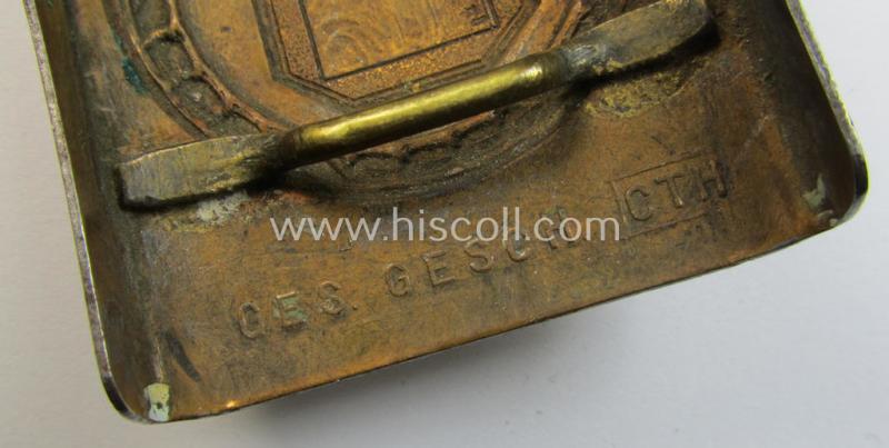 Very unusual - and most certainly rarely encountered! - example of a: 'Weimar Republik o. Freikorps'-related: 'Einwohnerwehr Deutschlands' belt-buckle being a maker- (ie. 'CTH'-) marked specimen