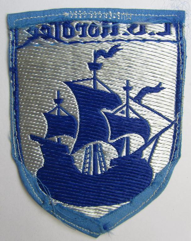 Attractive - and scarcely encountered! - neatly 'BeVo'-woven, 'Der Stahlhelm - Bund der Frontsoldaten (Sta)'-related, so-called: 'Ärmelabzeichen des Landesverband (L.V.) Nordsee'