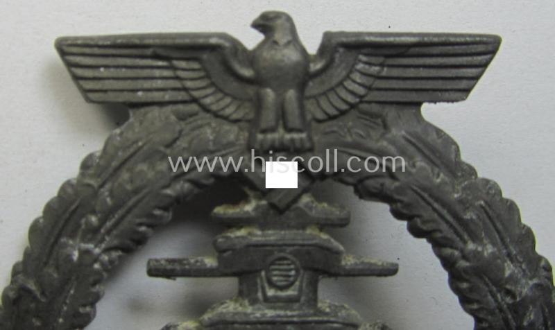 WH (KM) 'Flottenkriegsabzeichen' being zinc- (ie. 'Feinzink'-) based example by the 'Friedrich Orth'- (ie. 'FO'-) company