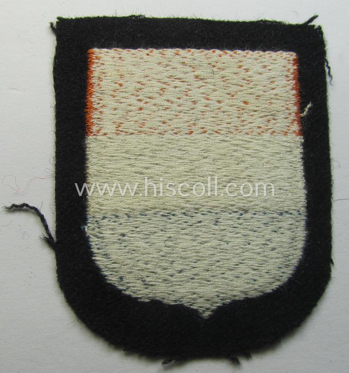 Dutch, Waffen-SS 'volunteer' arm-shield as was specifically intended for usage by soldiers of the: '23. SS Freiwilligen Panzer Grenadier Division' ('Nederland')