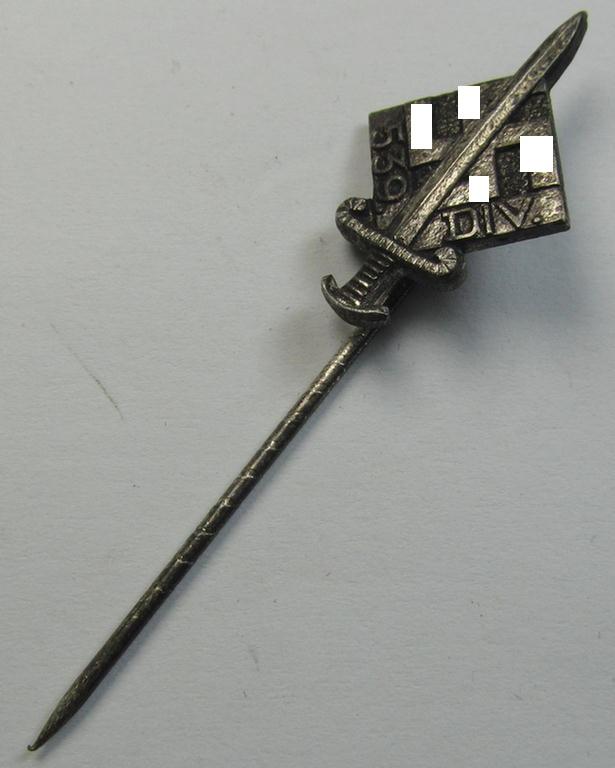 Superb - and truly rarely encountered! - WH (Heeres) 'Truppentraditions-Abzeichen o. Ehrennadel der 539. Infanterie-Division' being a maker- (ie. 'Deschler - München'-) marked example as executed in silvered metal (ie. 'Buntmetall')