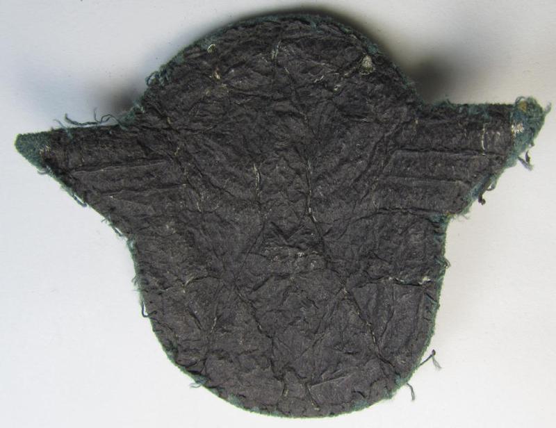 Attractive - and actually fairly scarcely encountered! - neatly hand-embroidered example of an officers'-pattern so-called: 'Polizei' (ie. police) arm-eagle that comes in a clearly used- and/or carefully tunic-removed, condition