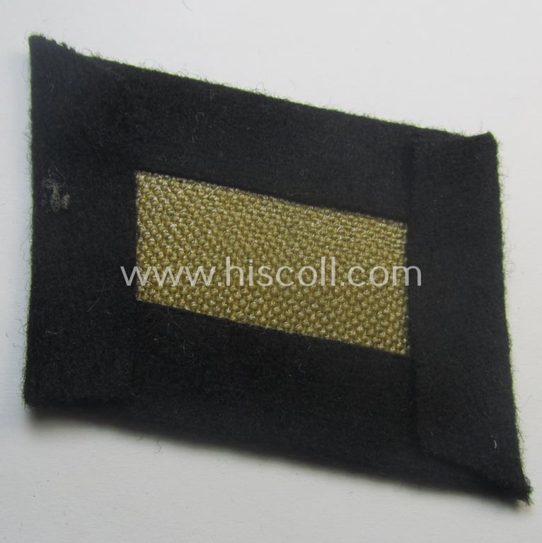 Waffen-SS, EM-pattern rank-collar-rank-tab ('Kragenspiegel') being a 'standard-issue'-pattern example as executed in black-coloured wool as was intended for usage by an: 'SS-Mann'