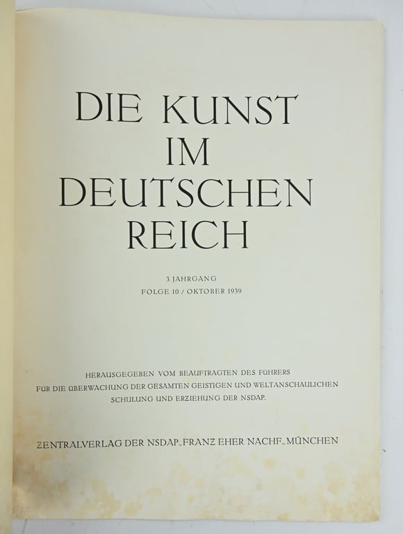 German Third Reich Magazine 'die Kunst im Deutschen Reich' 1939