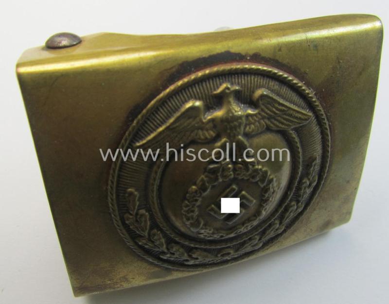 Neat - albeit unmarked and typically regular-sized! - example of a pre-war-period, SA (ie. 'Sturmabteilungen') copper- (ie. 'messing'-) based belt-buckle being a 'variant'-pattern- (ie. 'two-pieced'-) specimen