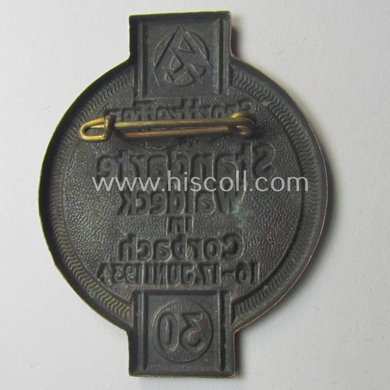 Commemorative - and fairly early-period! - SA- (ie. 'Sturmabteilungen'-) related 'tinnie': 'Sporttreffen der Standarte Waldeck in Corbach - 16.-17. Juni 1934'