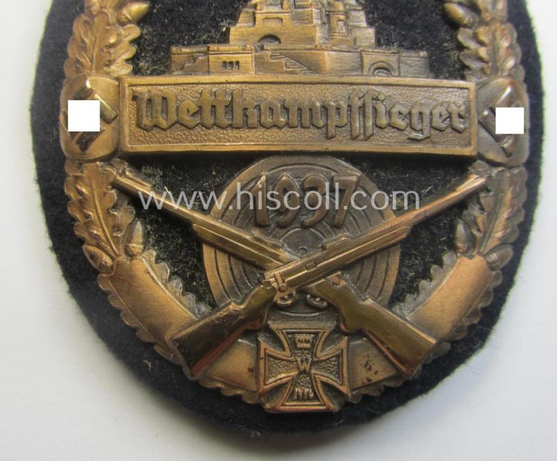 Bronze-toned (and I deem 'Cupal'-based!) 'Kyfhäuserbund Schiessauszeichnung' depicting the 'Kyfhäuser'-monument and text: 'Wettkampfsieger 1937'
