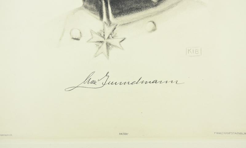 German Portrait Print/Litho of Flying Ace Max Immelmann by K.J.Böhringer