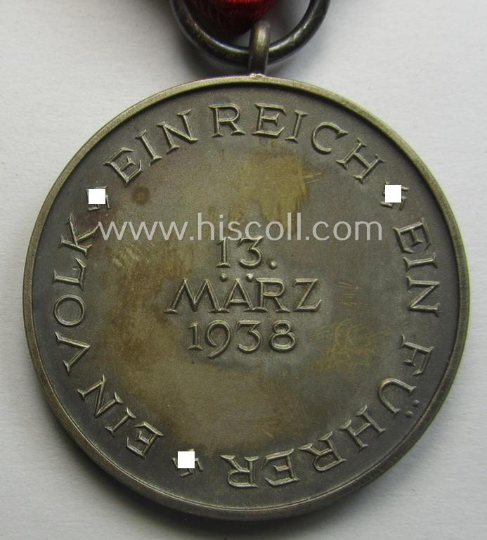 WH Austrian-occupation- (ie. 'Anschluss'-) medal: '13. März 1938' being a very attractive (and minimally tarnished) example that comes stored in its bright-red-coloured- and/or nicely maker-marked etui as issued