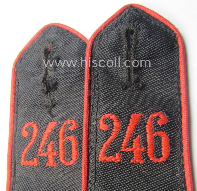 Pair of: 'Allgemeine-HJ' (ie. 'Hitlerjugend'-) shoulderstraps as was intended for usage by a: 'Hitlerjunge' who was attached to the: 'Bann 246' (Bann 246 = 'Bann Hochwald' / 'Gebiet West-Westmark')