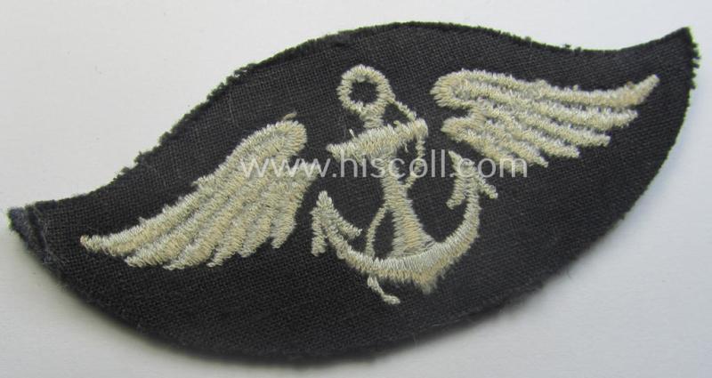 Machine-embroidered WH (Luftwaffe) trade- ie. special-career-patch as was specifically intended for: 'Seemännisches militärisches Bootspersonal'