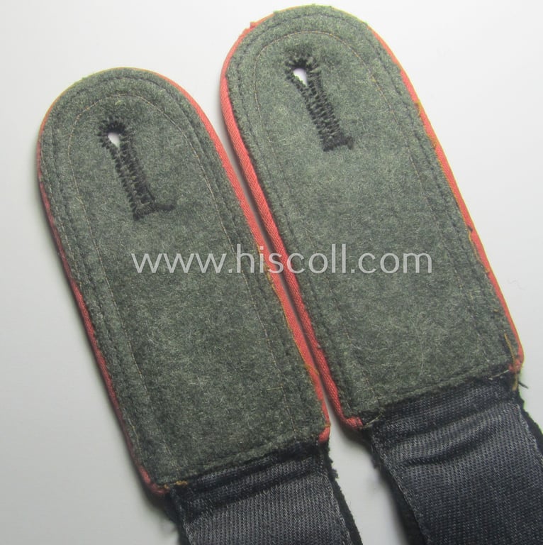 Superb - and fully matching! - pair of Waffen-SS (ie. 'SS-Panzer') NCO-type shoulderstraps (as was amongst others used on the black-coloured 'wrap-around'-tunics) as was intended for usage by an: 'Unterscharführer der SS-Panzer-Trpn.'