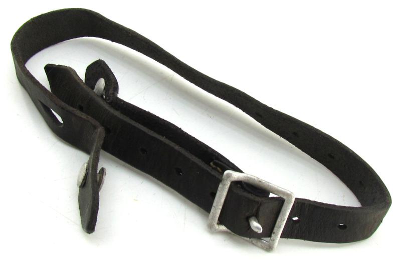 Early German helmet chin strap with aluminum buckle