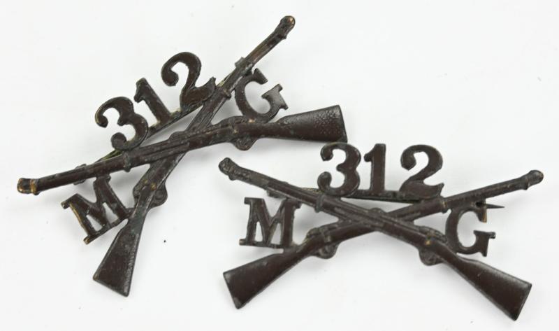 US WW1 312th MG Battalion officer collar rifles