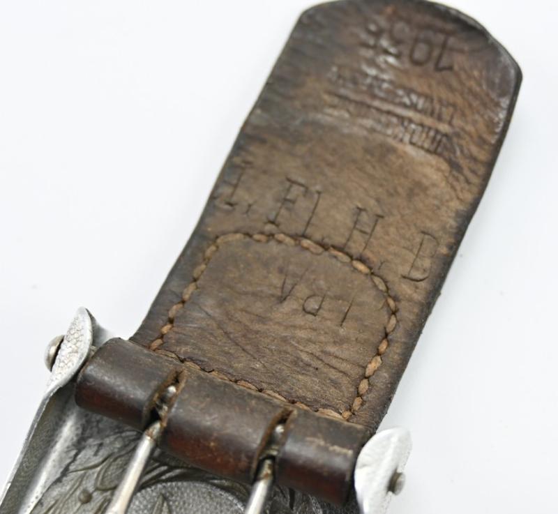 German LW Crankshaft Beltbuckle with Tab 'Otto Oberstein' 1935