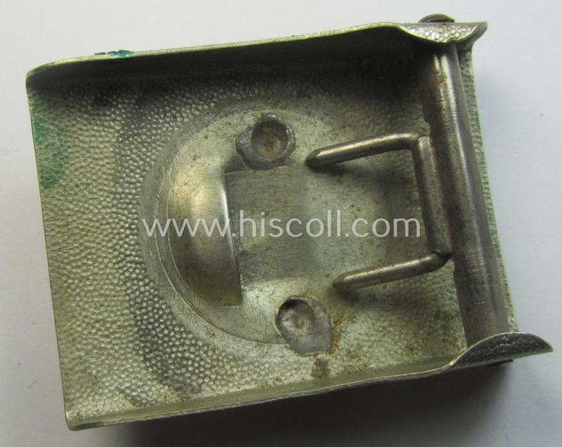 Early period- (ie. 'Deutsche Reichswehr'-related-) silver-coloured- (ie. typical nickle-chrome-based) belt-buckle (ie. 'Koppelschloss') being a non-maker-marked example that comes in a moderately used- ie. worn, condition