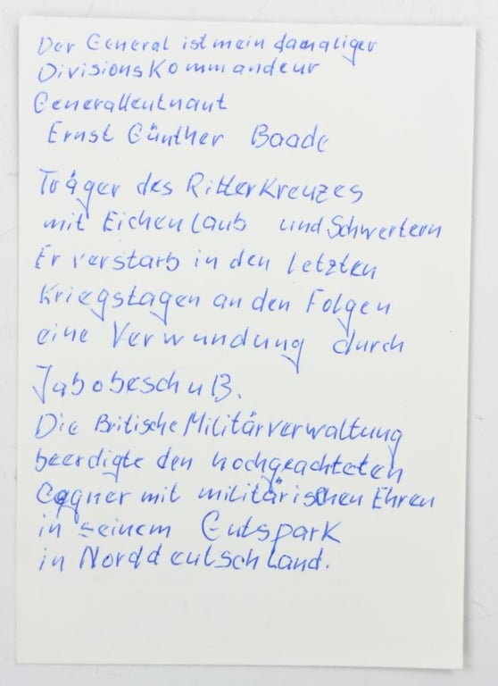 Signature of Wehrmacht Heer KC Recipient 'Martin Mitschke'