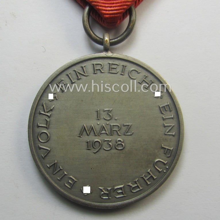 WH Austrian-occupation- (ie. 'Anschluss'-) medal: '13. März 1938' that came mounted onto its period ribbon as issued and/or recently found