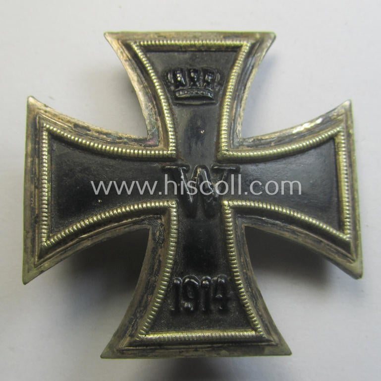 WWI-period 'Eisernes Kreuz 1. Klasse' being a truly converse-shaped and/or genuine silver-based example that is void of a makers'-designation