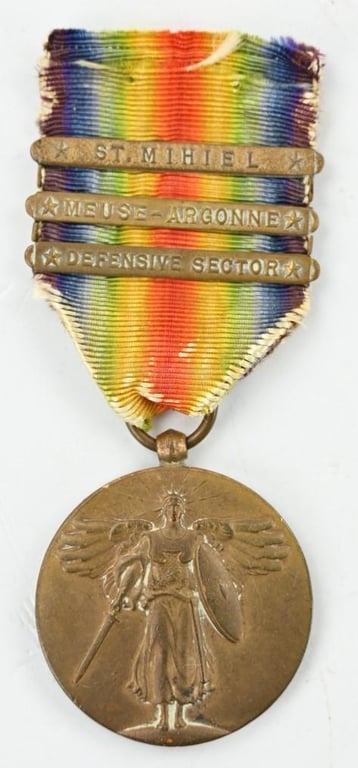 US WW1 Victory Medal with 3 Clasps