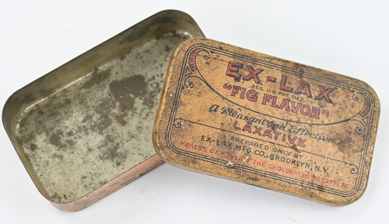 US WW2 Ex-Lax 'Fig Flavor' Chocolade Tin Can
