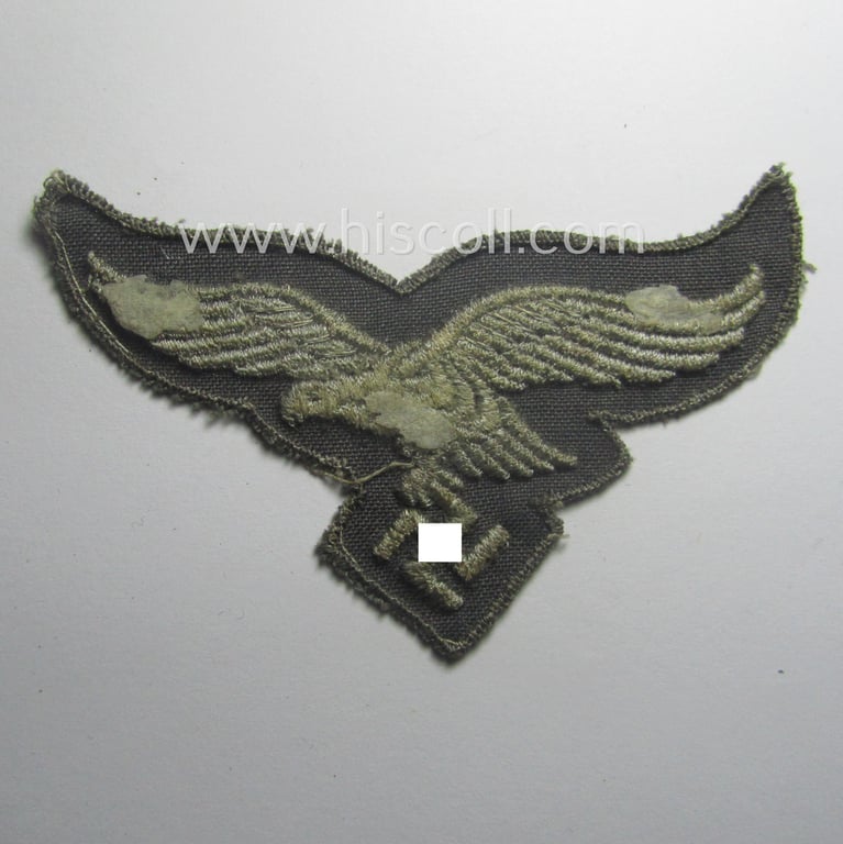 Superb, WH (Luftwaffe) machine-embroidered breasteagle, as was specifically intended for usage on the paratrooper-jumpsmocks (ie. 'FJ-Knochensäcke')