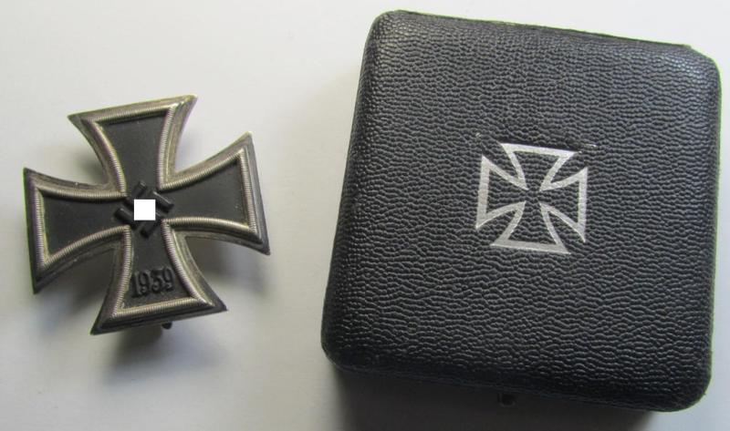 Superb, 'Eisernes Kreuz 1. Klasse' (ie. Iron Cross 1st class) being an (I deem) mid-war-period produced: 'L/52'- (ie. by 'C.F. Zimmermann'-marked-) example and that comes complete in its specific etui as issued and/or recently found