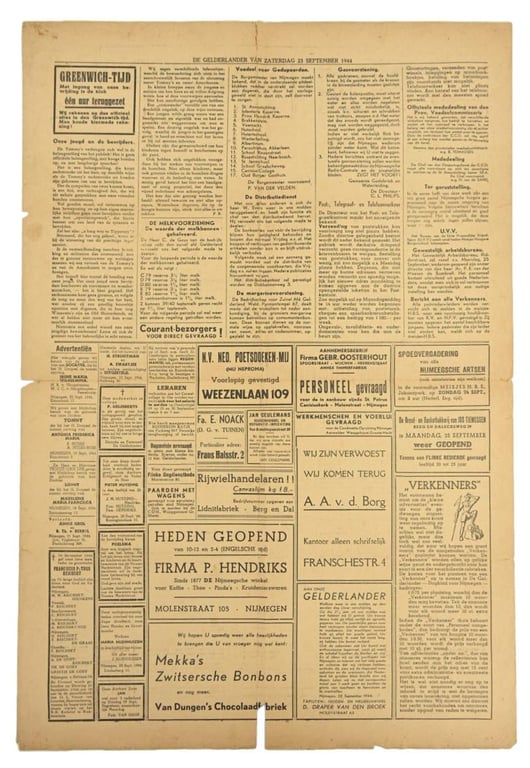Dutch WW2 Newspaper 'De Gelderlander' 23 September 1944