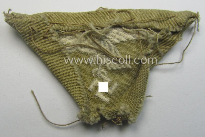 Moderately used and/or carefully cap-removed, WH (Luftwaffe) 'tropical-issued' cap-eagle and cocarde-set as was specifically intended for usage onto the tropical-styled LW side-caps (ie. 'Schiffchen')