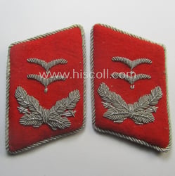 Pair of neatly hand-embroidered, WH (Luftwaffe) officers'-type collar-patches:...