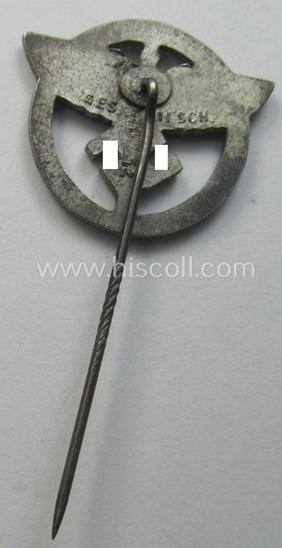 N.S.F.K.- (or: 'National Soc. Flieger Korps'-) related, sponsoring-members'-badge (ie. 'Zivilabzeichen für förderende Mitglieder') being a maker- (ie. 'M'-) marked example that is also bearing a: 'Ges.Gesch.'-designation