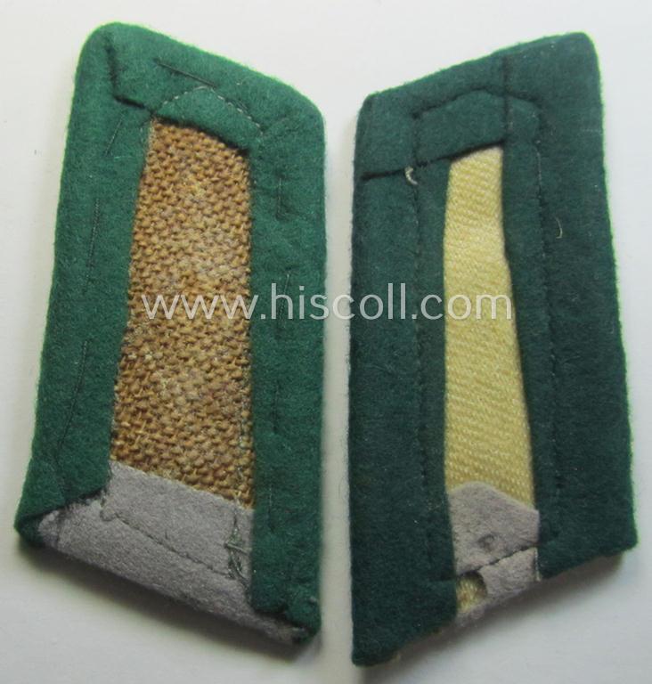 Neat - just moderately used albeit slightly mis-matched - pair of machine-embroidered, WH (Heeres) officers'-type collar-tabs (ie. 'Kragenspiegel') as was intended for an: 'Offizier und Beamter a.K. des mitteler Dienstes'