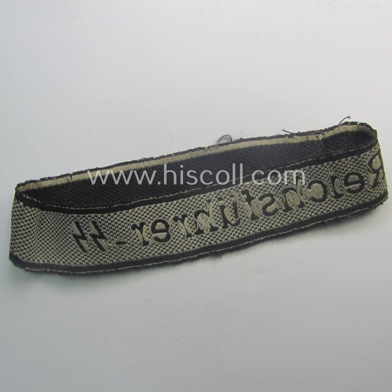 Truly worn - and carefully tunic-removed! - Waffen-SS 1943/44-pattern cuff-title (ie. 'Ärmelstreifen') as was intended for a member serving within the: 16. SS-Panzer-Grenadier-Division 'Reichsführer SS'