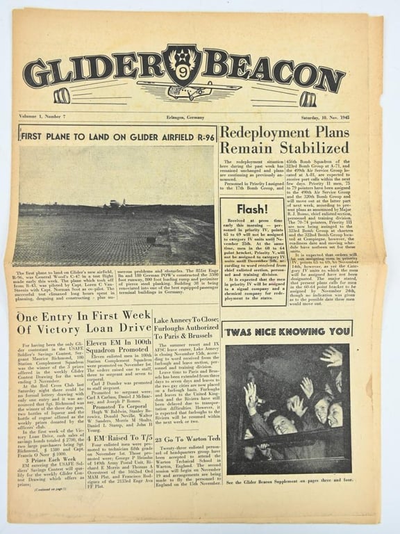 US WW2 Glider Beacon Newspaper 10 November 1945