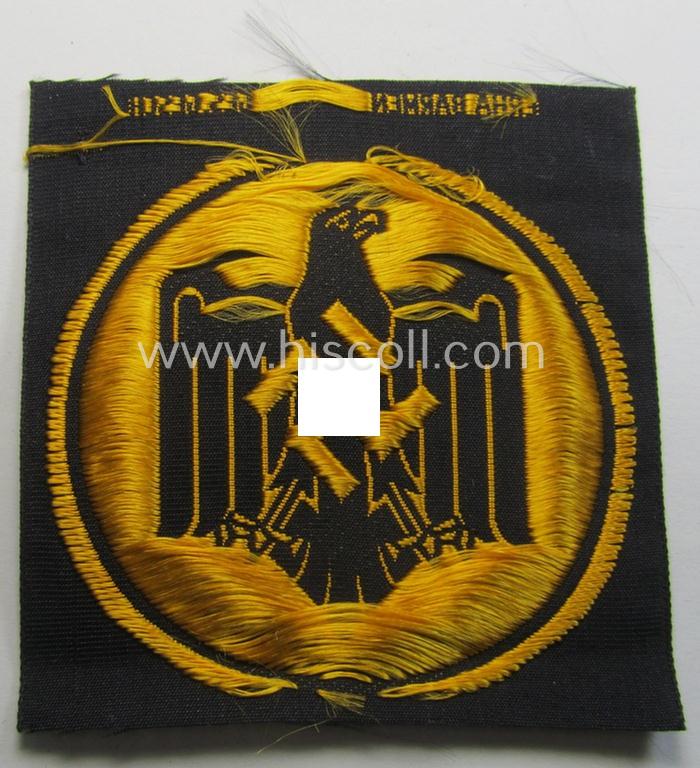 'Virtually mint ie. unissued' example of a sportshirt-patch as executed in neat 'BeVo'-weave pattern as was specifically used by the members of the: 'Nationalsozialistischer Reichsbund für Leibesübungen' (ie. 'N.S.R.L.')