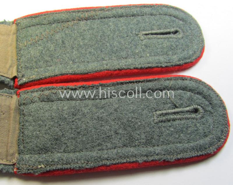 Attractive - and fully matching! - pair of WH (Heeres) early- (ie. mid-) war-period- (ie. 'M40'- ie. 'M43'-pattern), 'standard-issued' NCO-type shoulderstraps as was intended for an: 'Unterwachtmeister eines (Sturm)Art.-Abts. o. Rgts.'