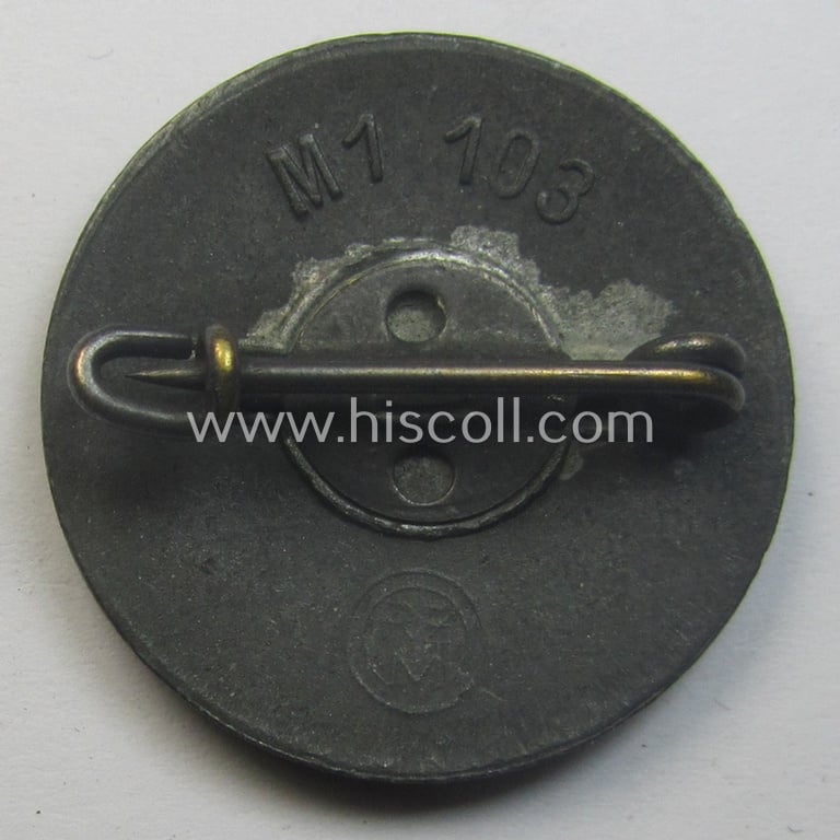 'Painted- (ie. sprayed'-) pattern 'N.S.D.A.P. - Parteiabzeichen' showing the (rarely seen!) makers'-designation: 'RzM' and/or: 'M1/103' (= 'Carl Poellath - Schrobenhausen')