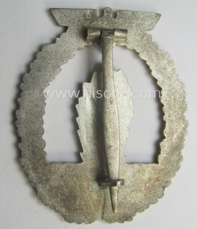 Superb, WH (KM) 'Kriegsabzeichen für Minensuch-, U-Boot-Jagd und Sicherungs-Verbände' being a (typical) non-maker-marked example in 'Buntmetall' (ie. 'Tombak') as was (I deem) produced by the desirable maker (ie. 'Hersteller'): 'Otto Schickle'