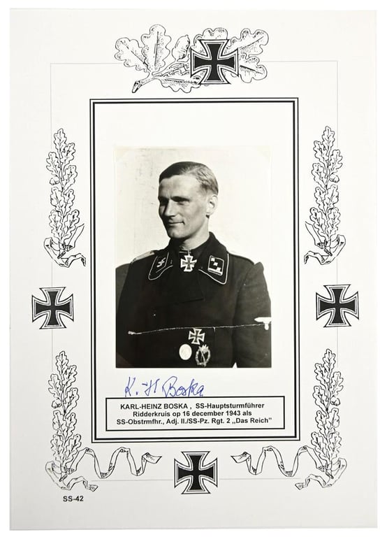 Signature of Waffen-SS KC Recipient 'Karl-Heinz Boska'