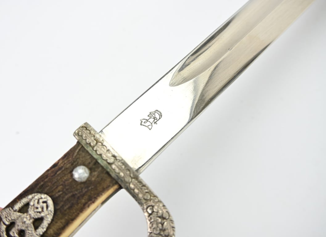 German Police Stag Handled Dress Bayonet with Frog