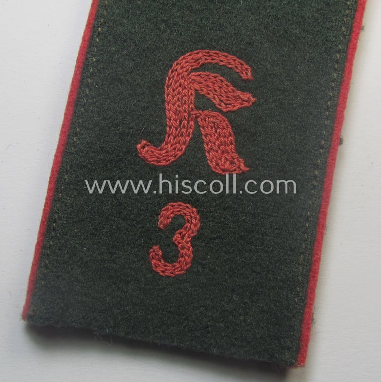 Single, early-period (ie. 'M40-pattern and/or rounded-styled), WH (Heeres) 'cyphered', EM-type shoulderstrap as was intended for a: 'Soldat des Kradschützen-Bataillons 3 der Pz.- u. Inf.-Div.'