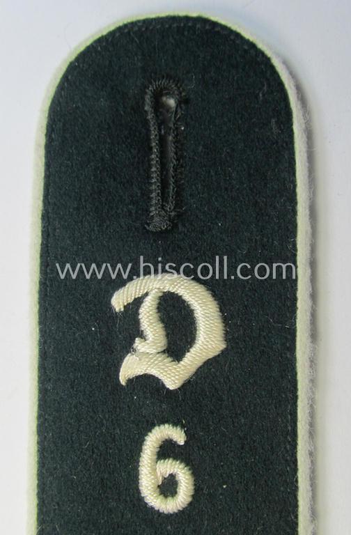 Superb - albeit single! - pre- (ie. early-war-) period- (ie. 'M36/M40'-pattern) 'cyphered' and rounded-styled, WH (Heeres) EM-type shoulderstrap as was intended for a: 'Soldat der Infanterie-Truppen u. Mitglied der 6. Inf.-Division'