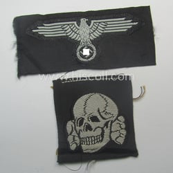 Superb, Waffen-SS, 'BeVo'-woven-style skull- and cap-eagle-set (ie. 'Totenkopf-...