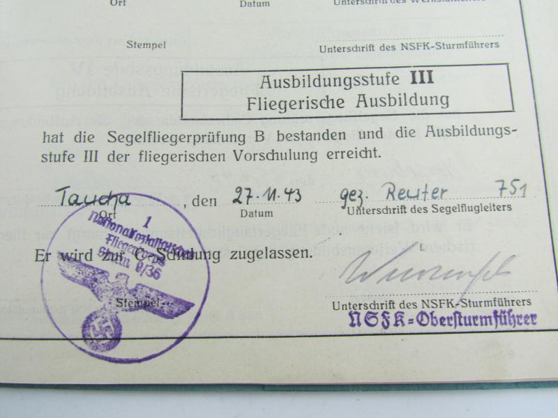 NSFK Nat.Soc. Air Corps Service Book Named