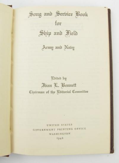 US WW2 Song and Service Book