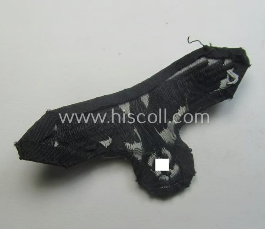 Truly worn, mid- (ie. later-) war-pattern 'Waffen-SS'-type so-called: 'BeVo'-pattern, EM- (ie. NCO-) type side-cap eagle that comes in a just moderatrey used- (ie. neatly confectioned and/or carefully cap-removed-), condition